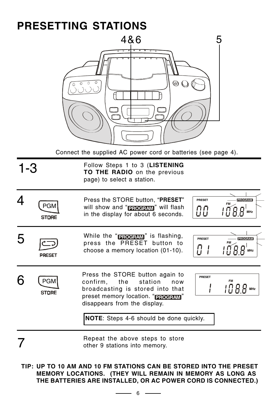 Presetting stations | Lenoxx Electronics CD-210 User Manual | Page 7 / 21