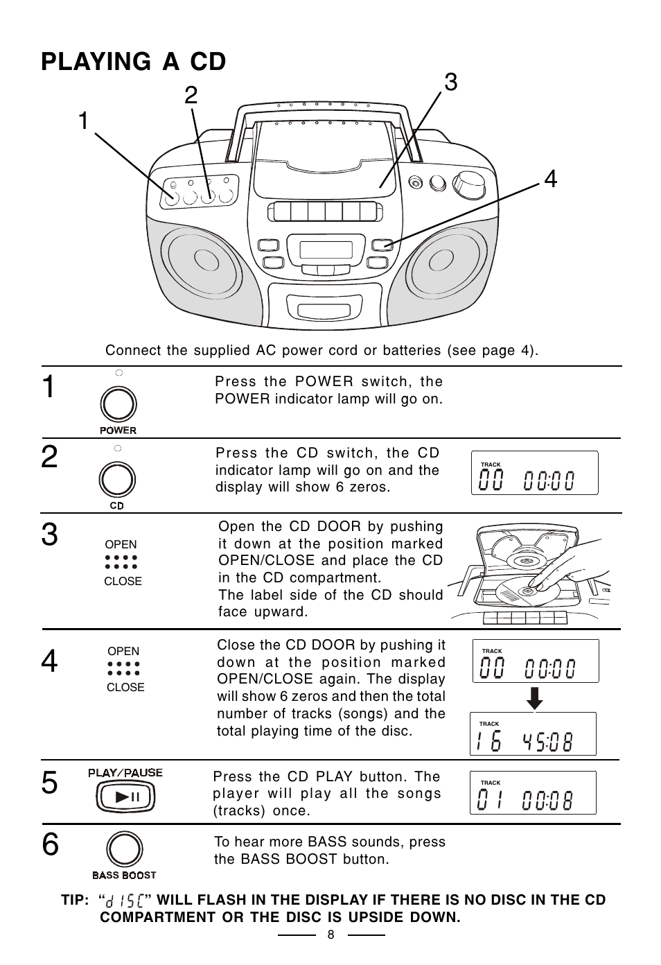 Playing a cd | Lenoxx Electronics CD-210 User Manual | Page 9 / 21