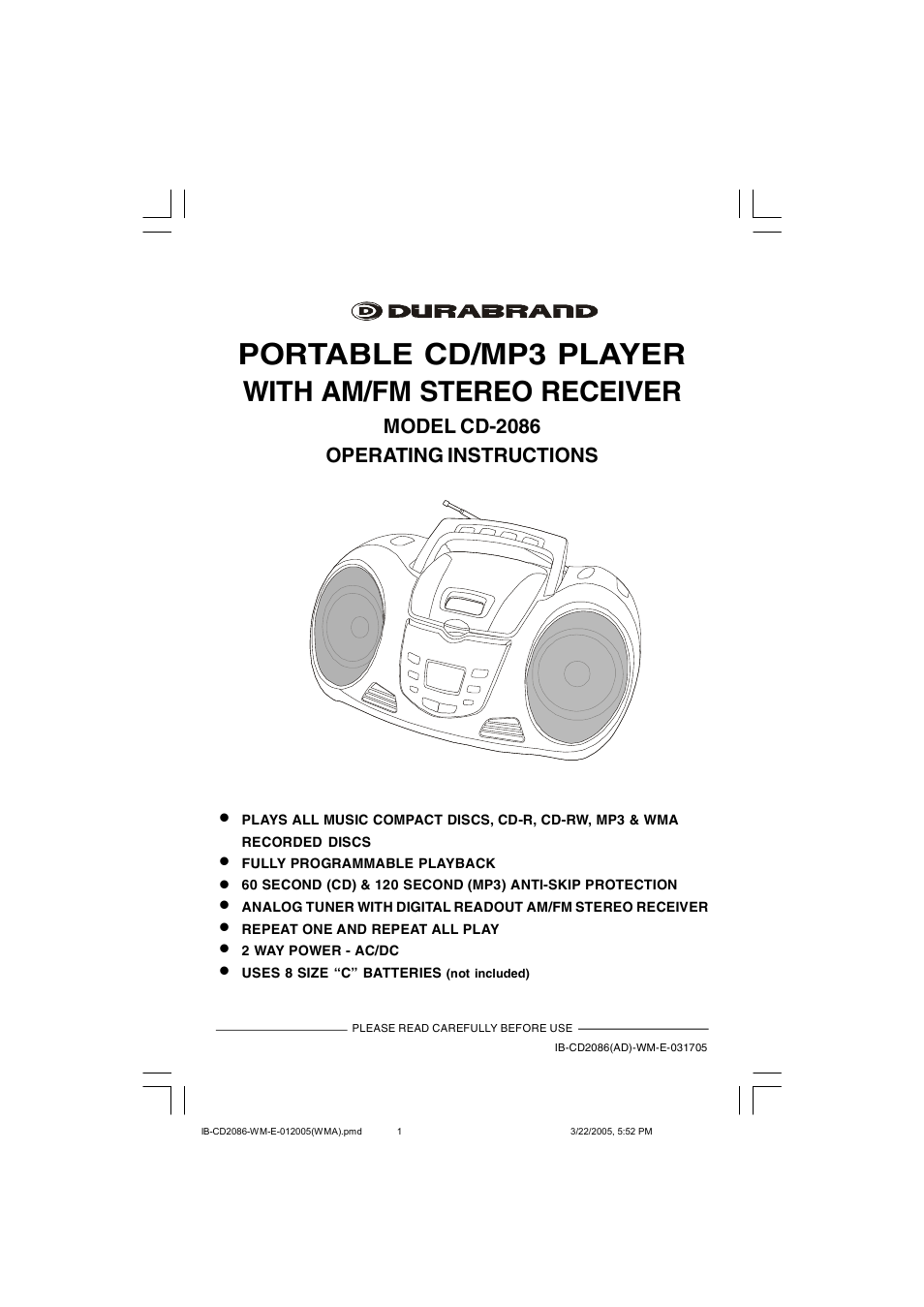 Lenoxx Electronics CD-2086 User Manual | 21 pages