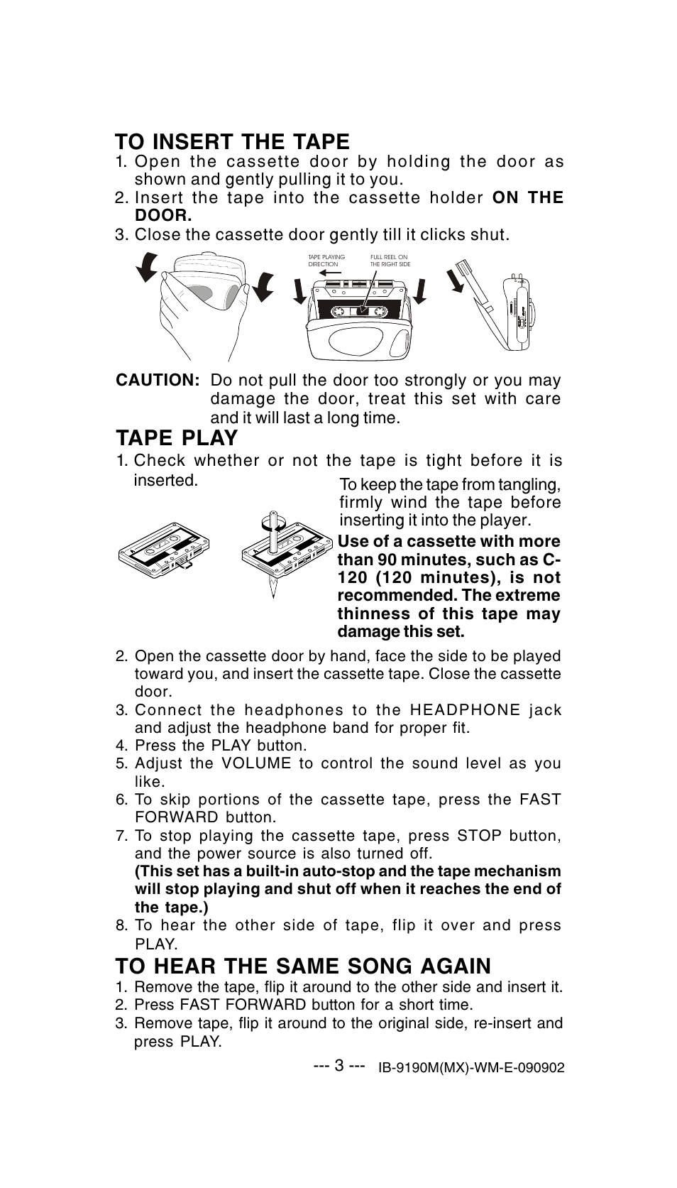 Tape play | Lenoxx Electronics 9190M User Manual | Page 4 / 6