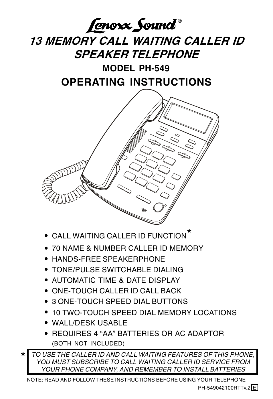 Lenoxx Electronics PH-549 User Manual | 19 pages