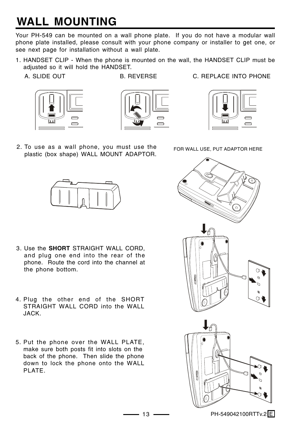 Wall mounting | Lenoxx Electronics PH-549 User Manual | Page 15 / 19