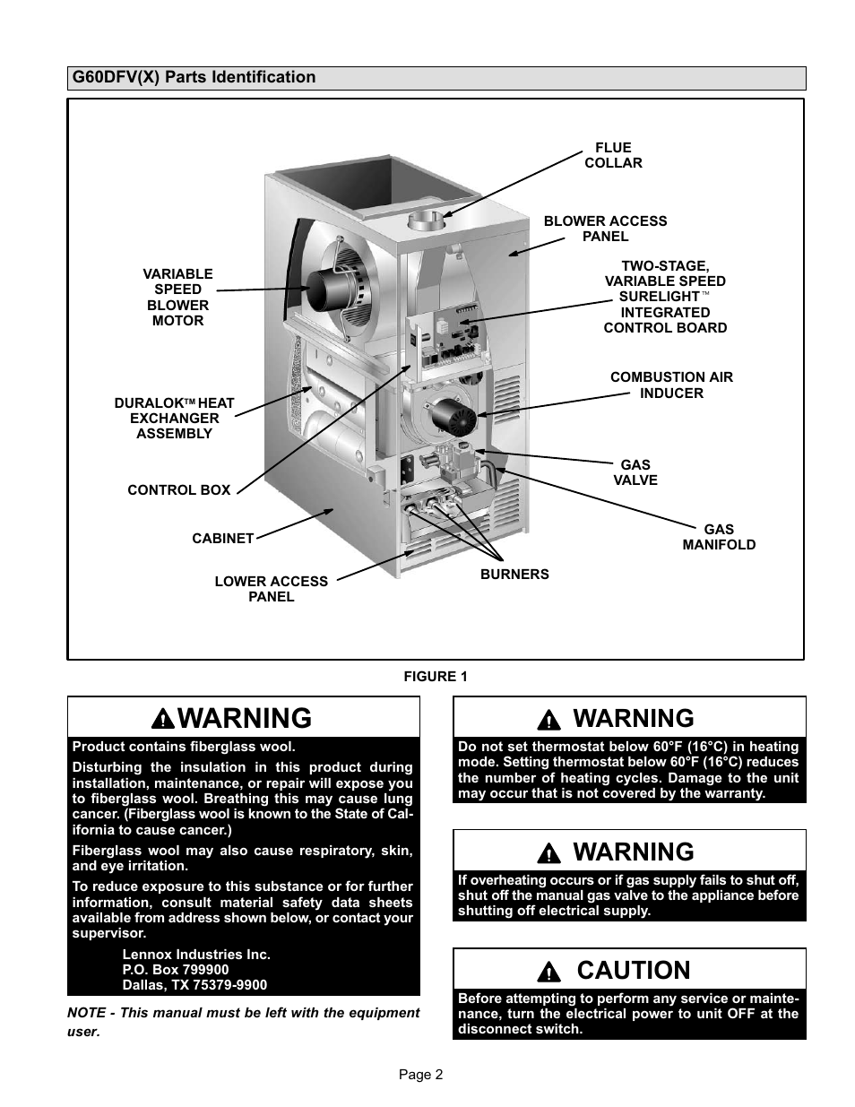 Warning, Caution | Lenoxx Electronics G60DFV(X) User Manual | Page 2 / 6