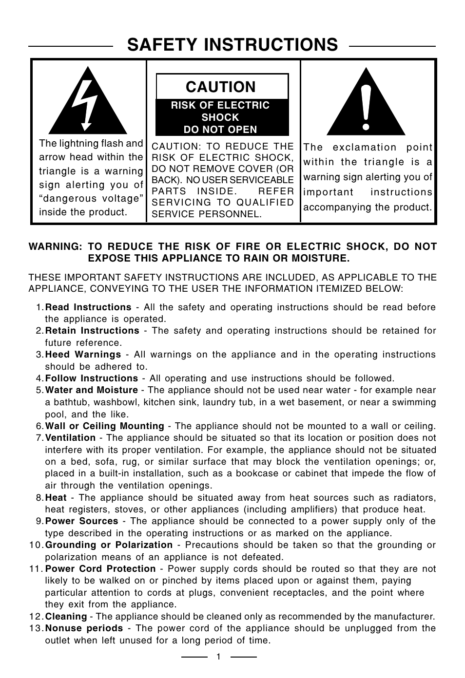 Safety instructions, Caution | Lenoxx Electronics CT-99 User Manual | Page 2 / 14