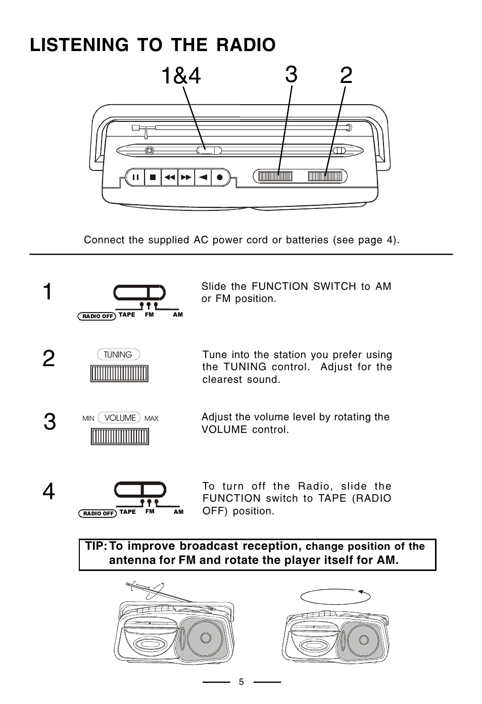 Listening to the radio | Lenoxx Electronics CT-99 User Manual | Page 6 / 14