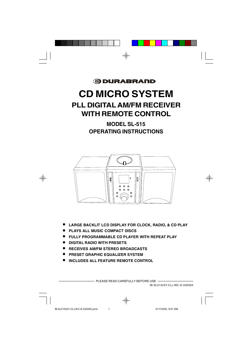 Lenoxx Electronics SL515 User Manual | 17 pages