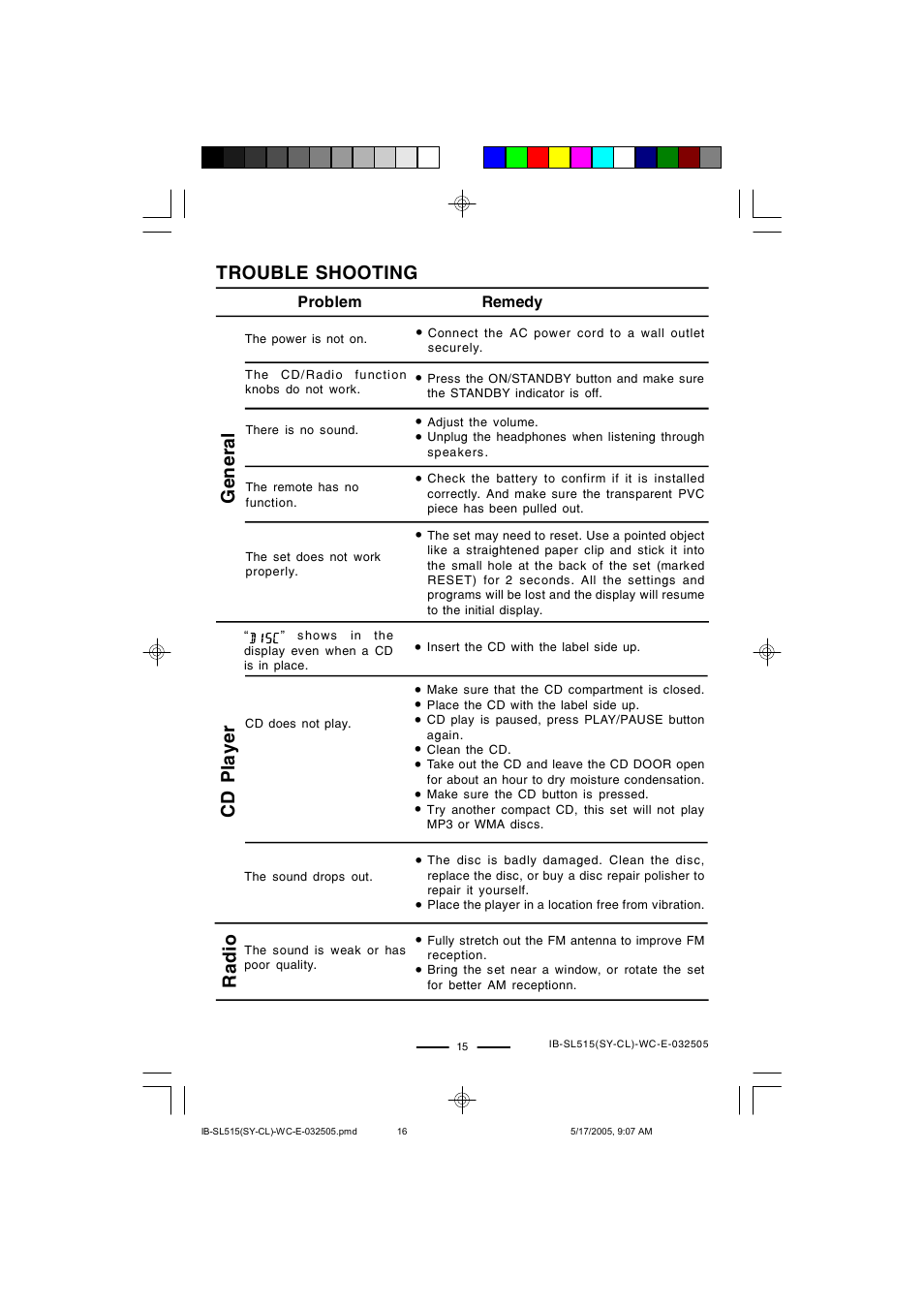 Lenoxx Electronics SL515 User Manual | Page 16 / 17