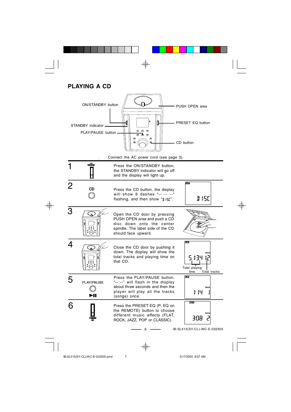 Playing a cd | Lenoxx Electronics SL515 User Manual | Page 7 / 17