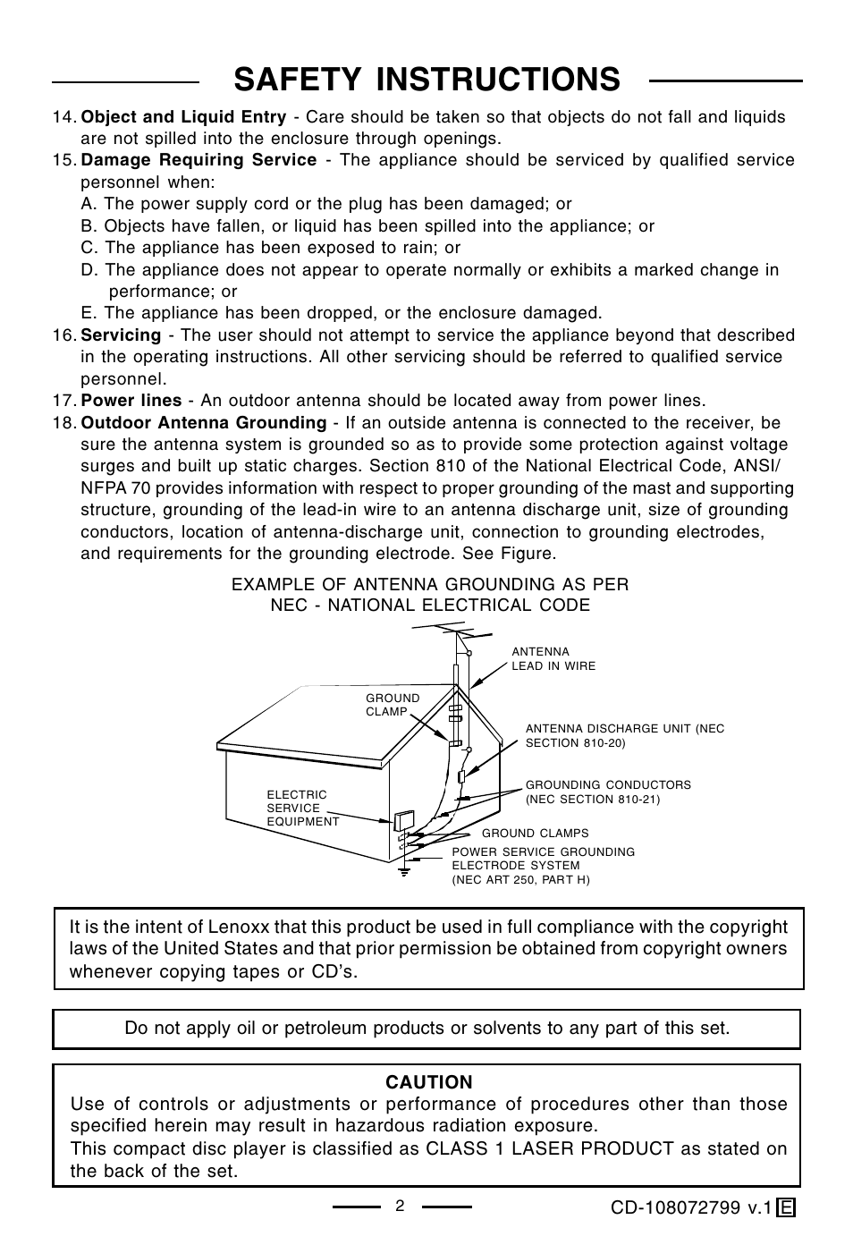 Safety instructions | Lenoxx Electronics CD-108 User Manual | Page 3 / 20