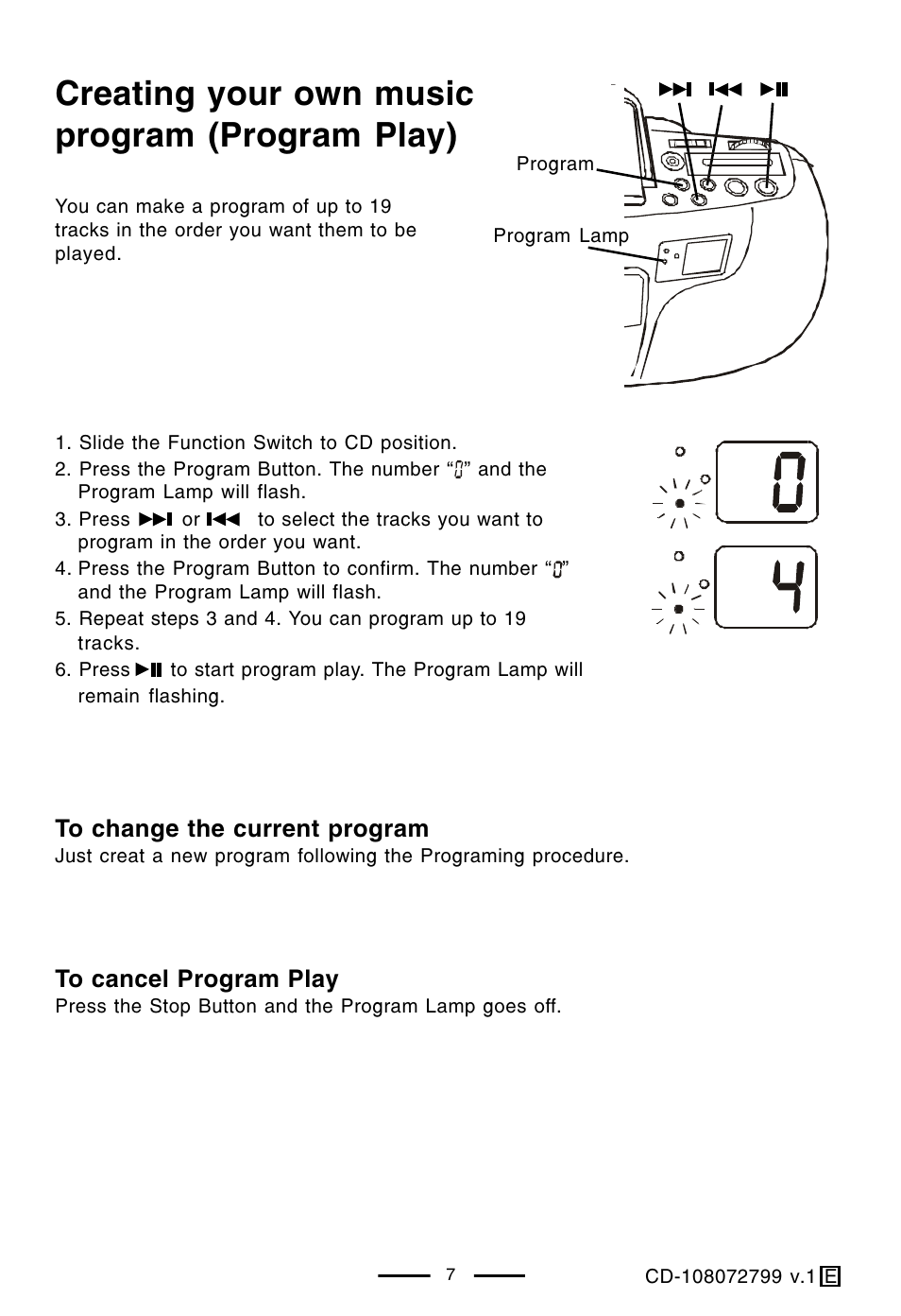 Creating your own music program (program play) | Lenoxx Electronics CD-108 User Manual | Page 8 / 20