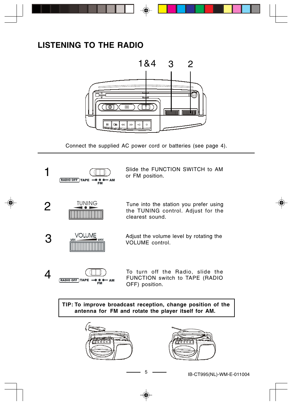 Listening to the radio | Lenoxx Electronics CT-995 User Manual | Page 6 / 14