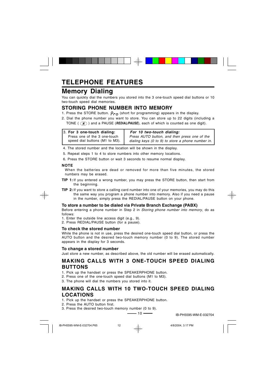 Lenoxx Electronics IB-PH5595 User Manual | Page 12 / 20