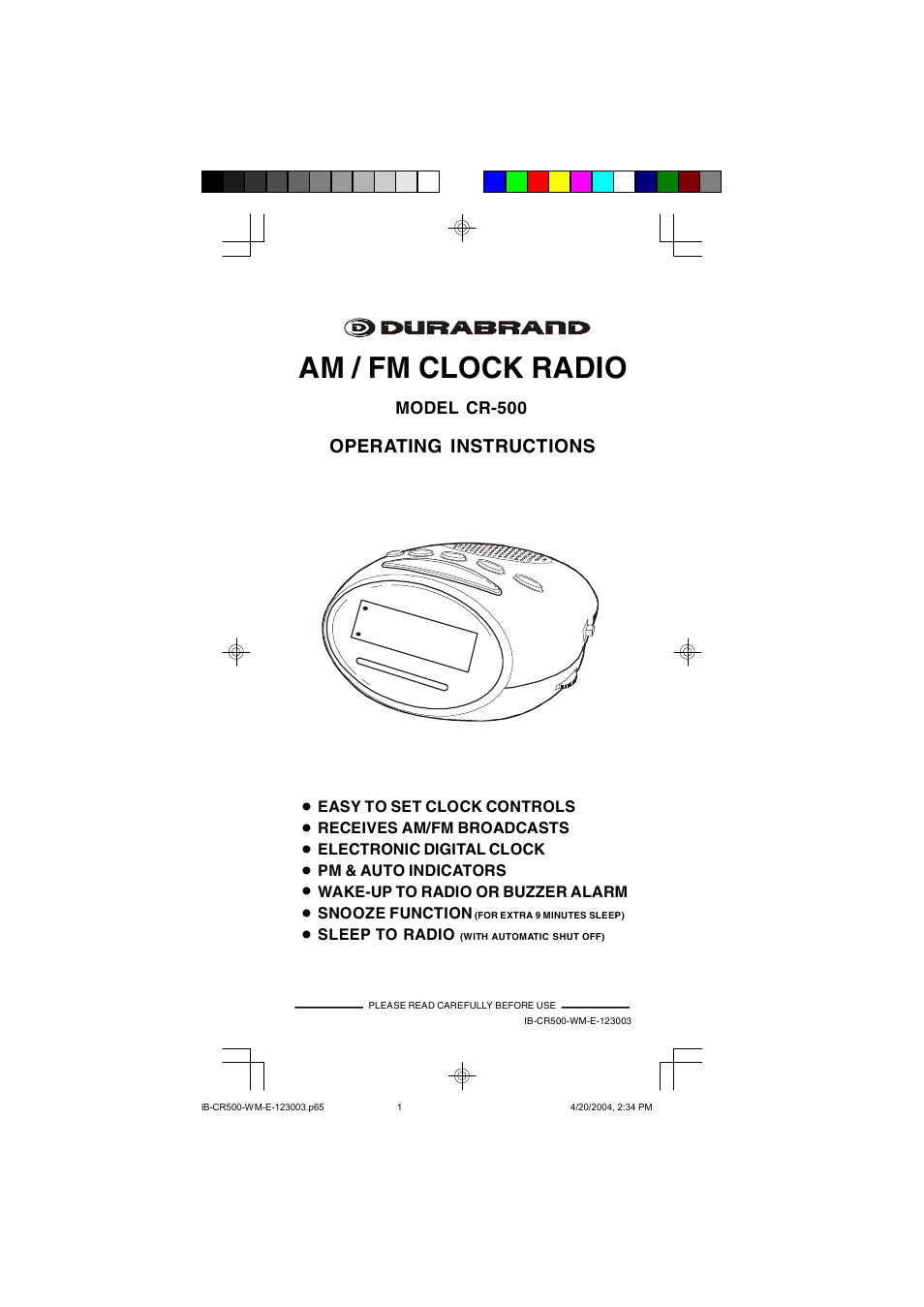 Lenoxx Electronics CR-500 User Manual | 7 pages