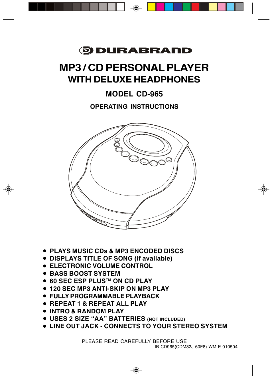 Lenoxx Electronics CD-965 User Manual | 20 pages