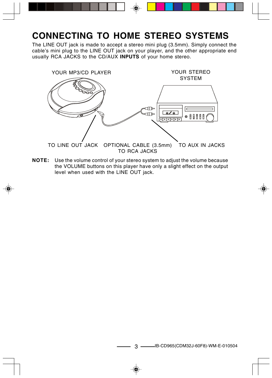 Connecting to home stereo systems | Lenoxx Electronics CD-965 User Manual | Page 4 / 20