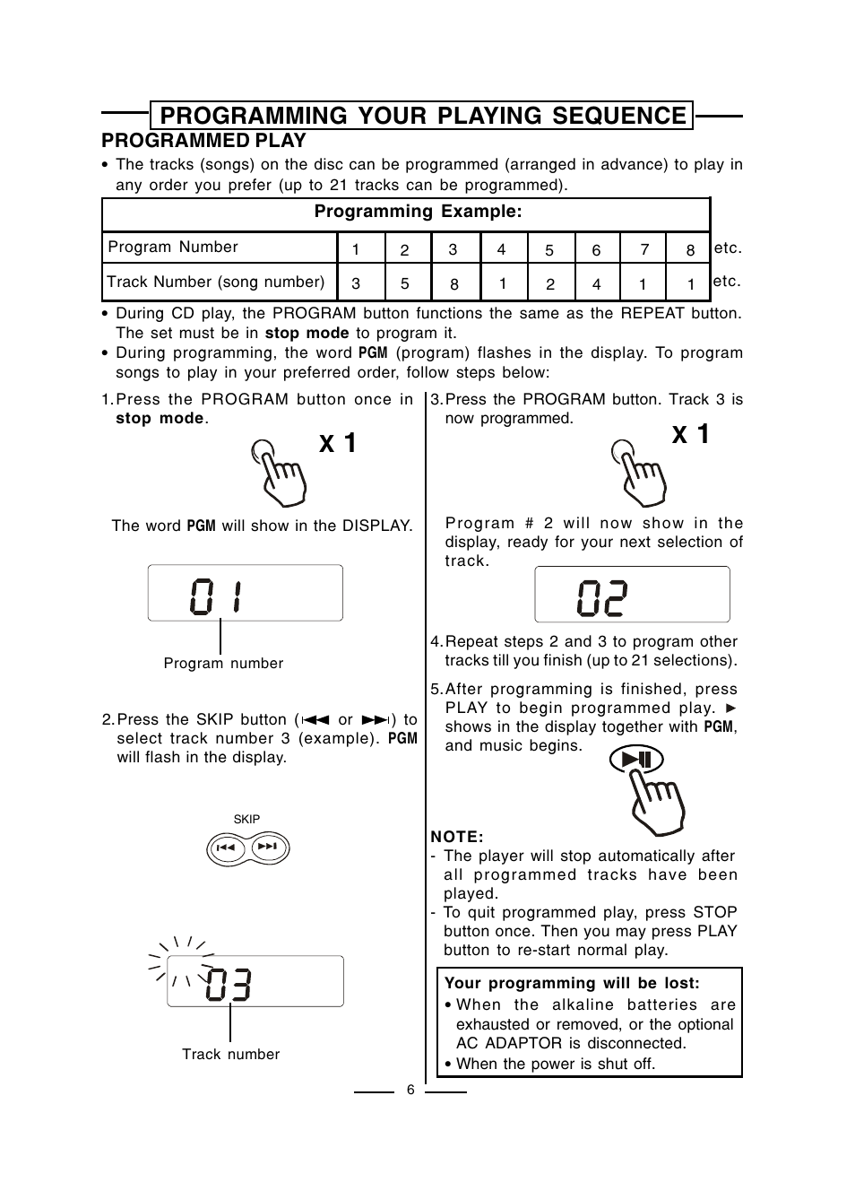 Programming your playing sequence | Lenoxx Electronics CD-50 User Manual | Page 7 / 14