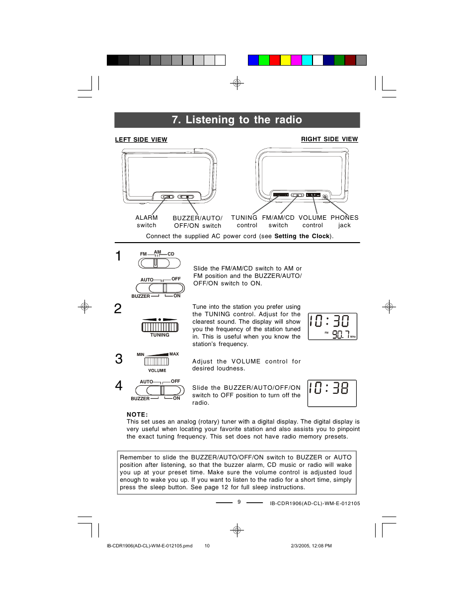 Listening to the radio | Lenoxx Electronics CDR1906 User Manual | Page 10 / 17