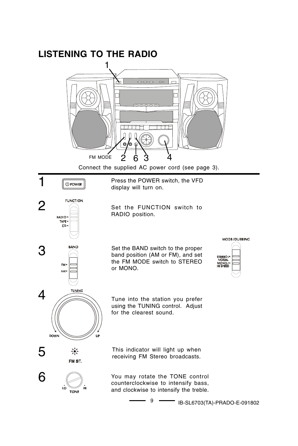 Listening to the radio | Lenoxx Electronics SL-6703 User Manual | Page 10 / 24