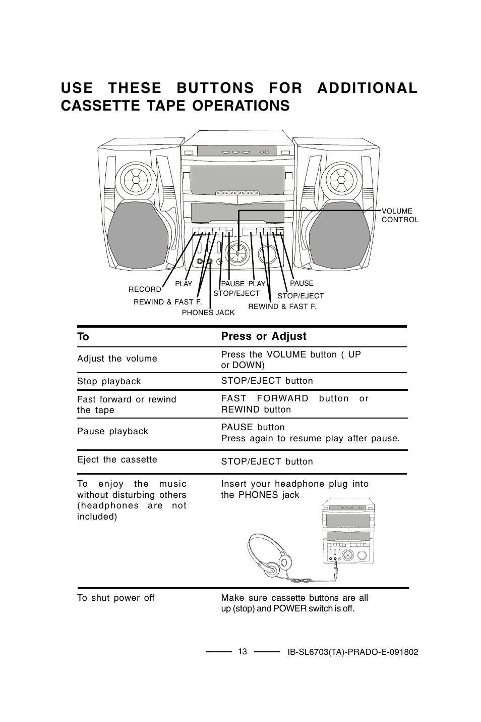 Press or adjust | Lenoxx Electronics SL-6703 User Manual | Page 14 / 24