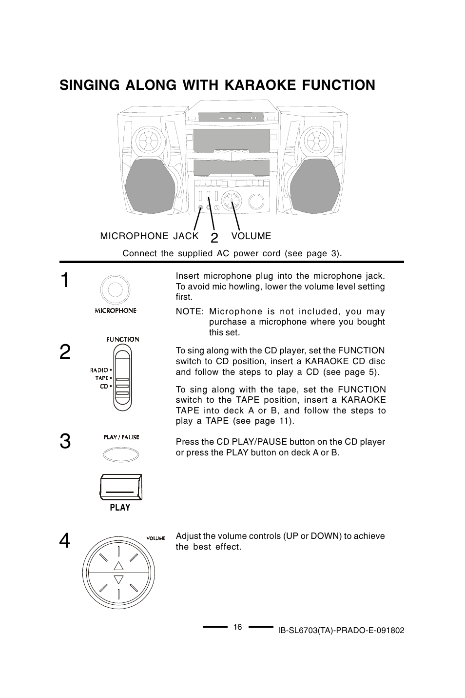 Singing along with karaoke function | Lenoxx Electronics SL-6703 User Manual | Page 17 / 24