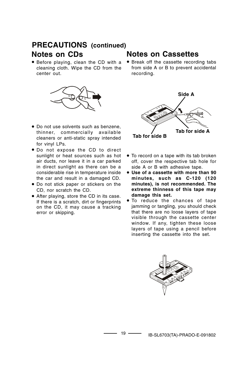 Precautions | Lenoxx Electronics SL-6703 User Manual | Page 20 / 24