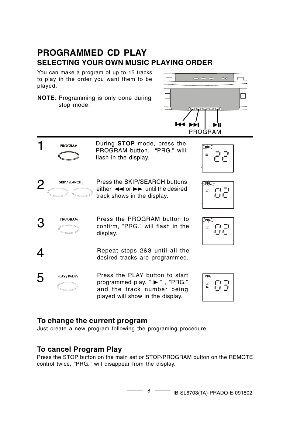 Programmed cd play | Lenoxx Electronics SL-6703 User Manual | Page 9 / 24