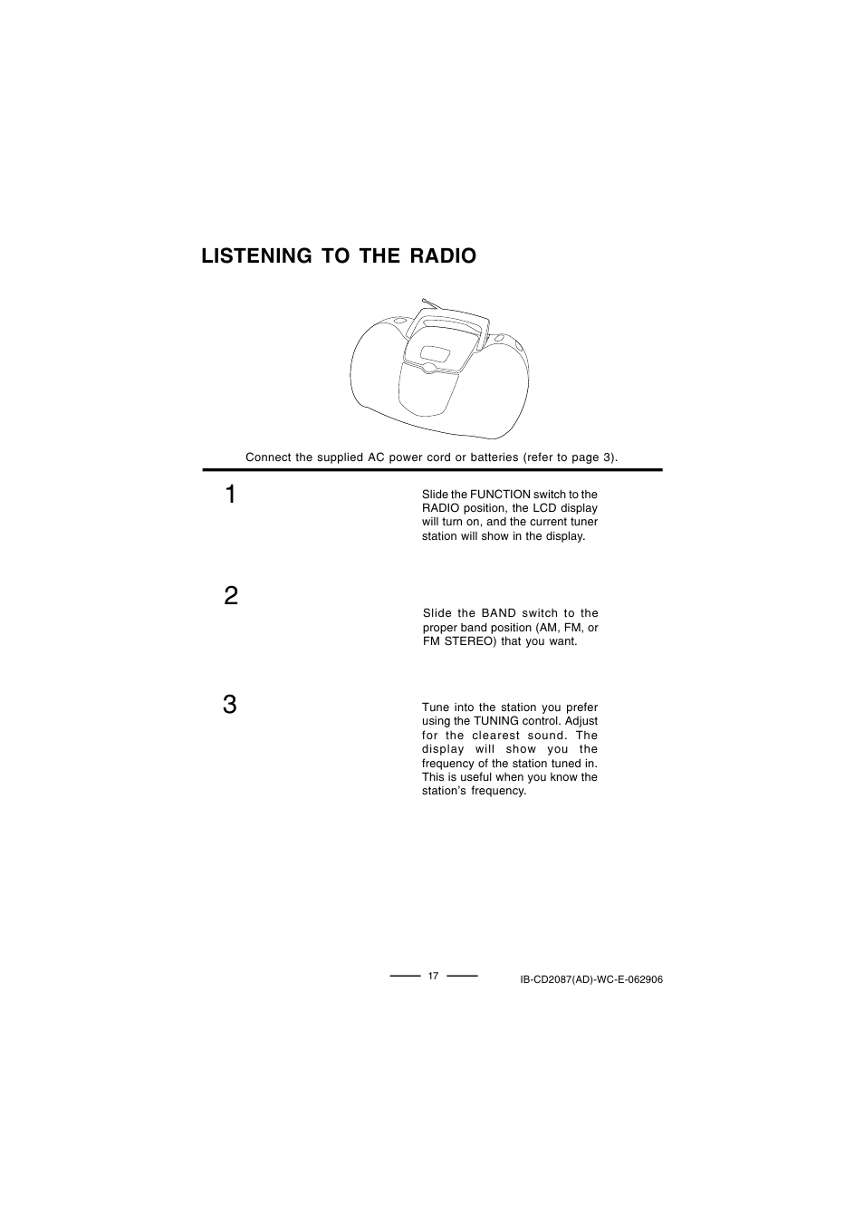 Listening to the radio | Lenoxx Electronics CD-2087 User Manual | Page 18 / 23
