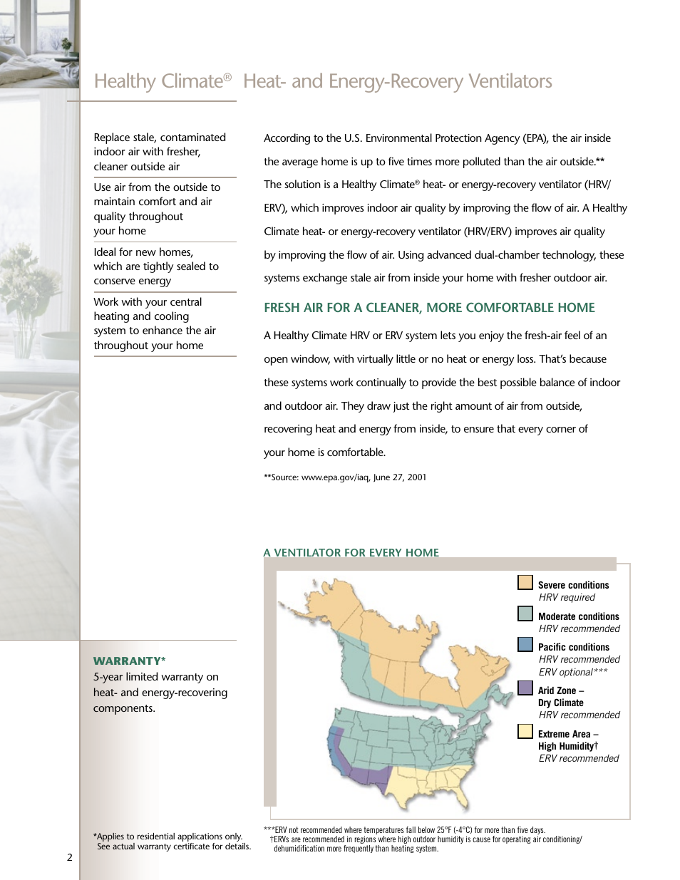 Healthy climate, Heat- and energy-recovery ventilators | Lenoxx Electronics Healthy Climate Ventilators User Manual | Page 2 / 4