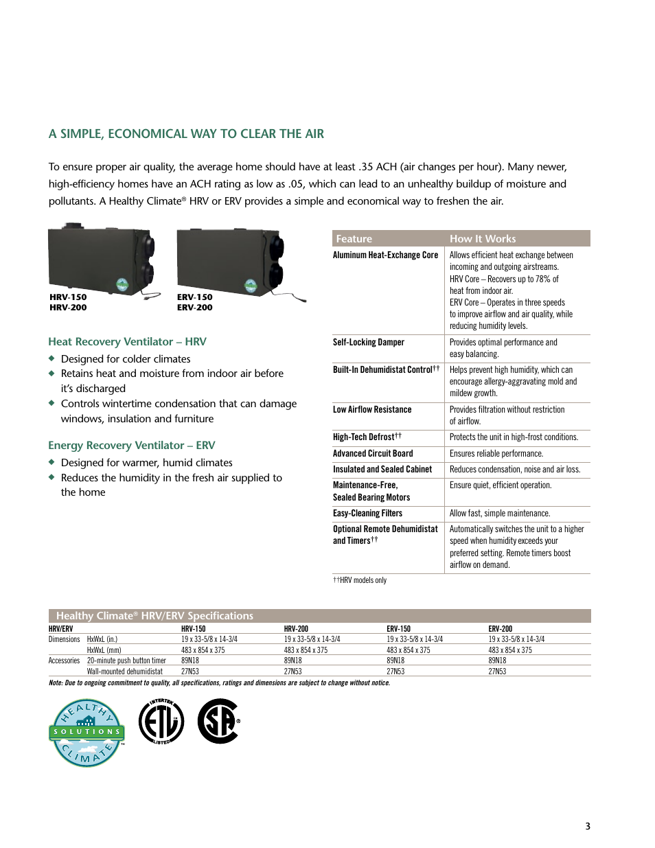 A simple, economical way to clear the air | Lenoxx Electronics Healthy Climate Ventilators User Manual | Page 3 / 4