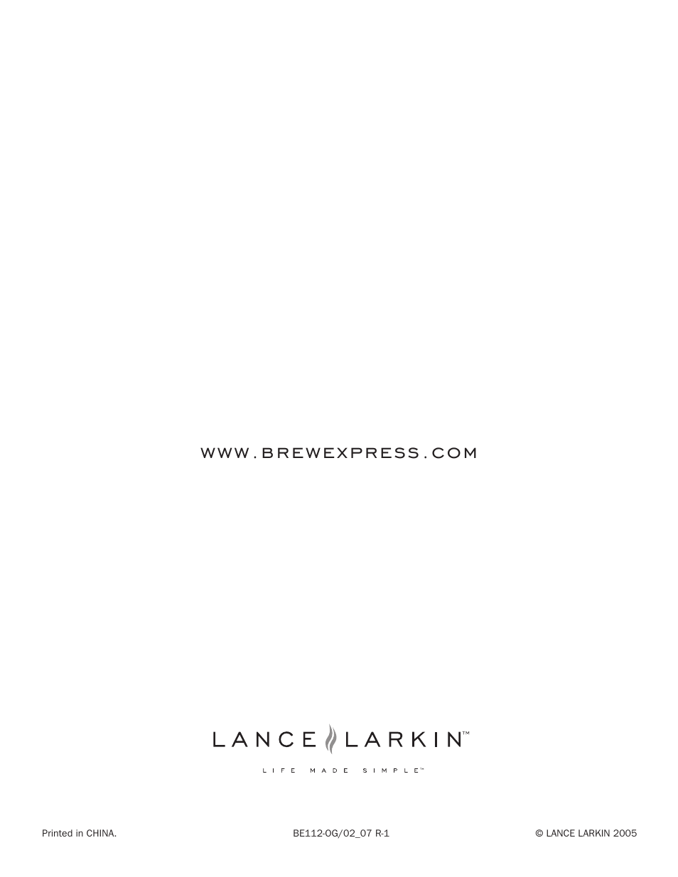 Lance-Larkin BE-112 User Manual | Page 11 / 11