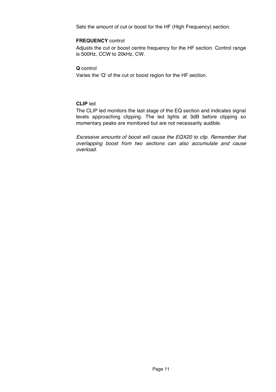 LA Audio EQX20 User Manual | Page 11 / 20