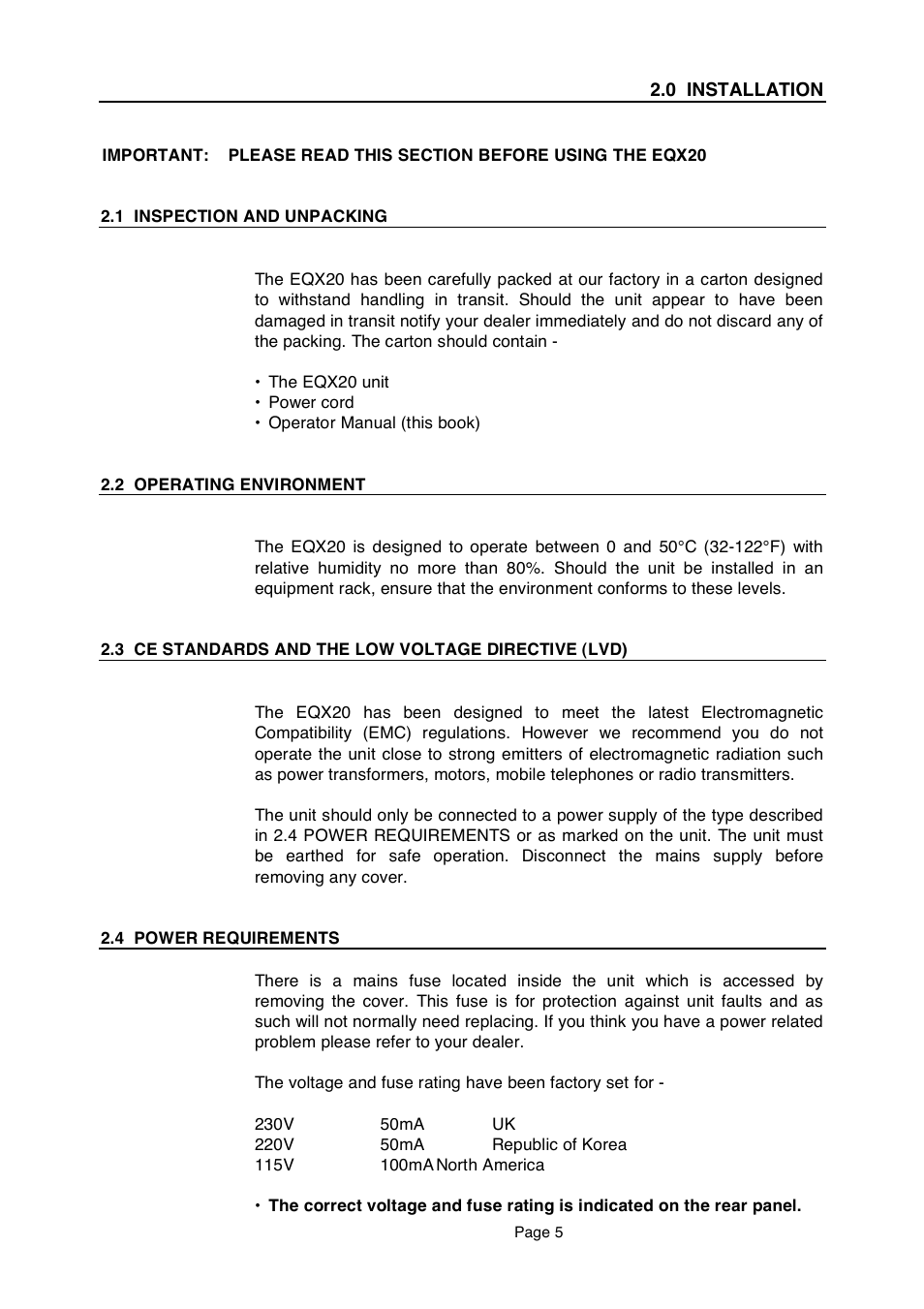 LA Audio EQX20 User Manual | Page 5 / 20