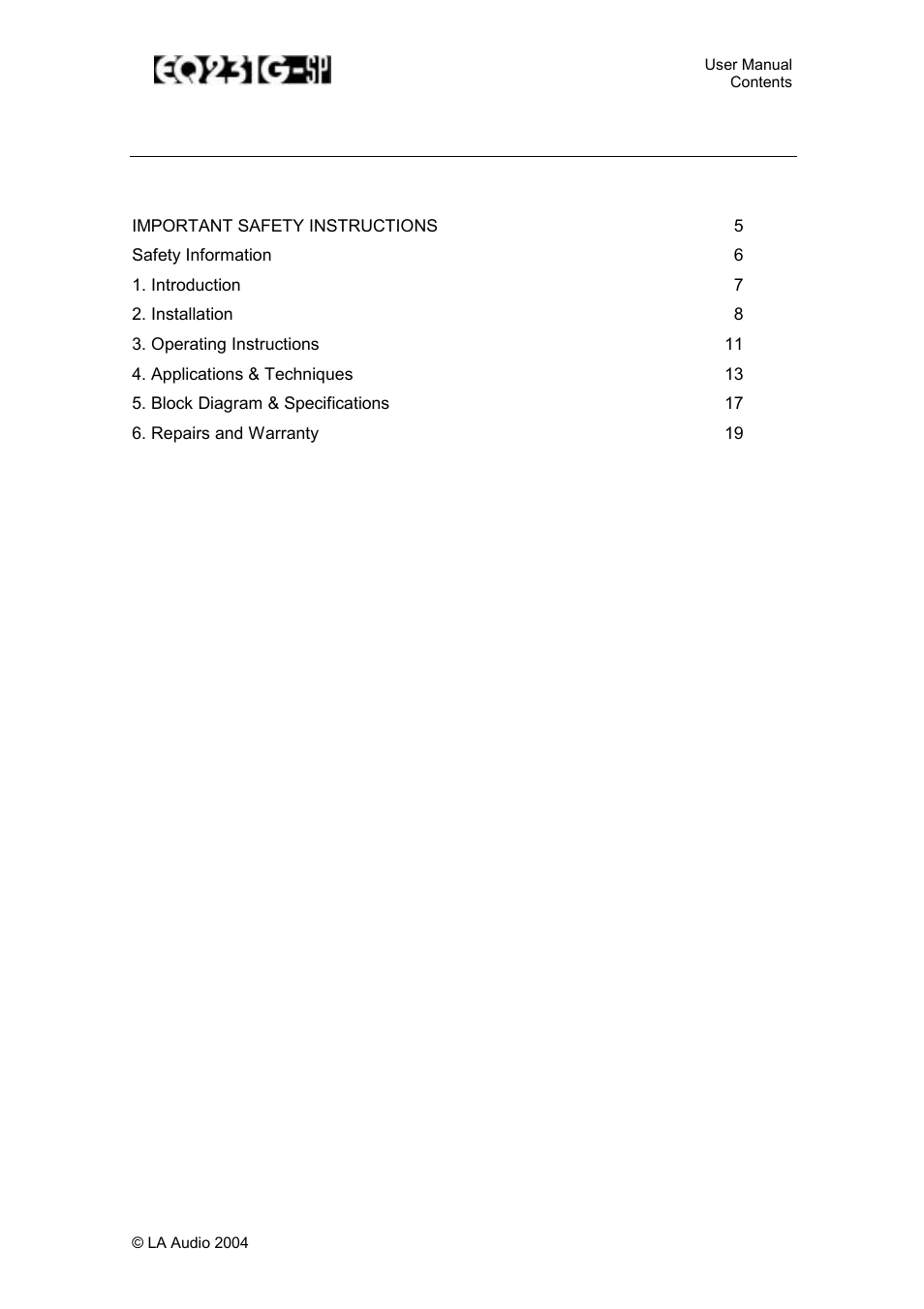 LA Audio EQ231G-SP User Manual | Page 4 / 20