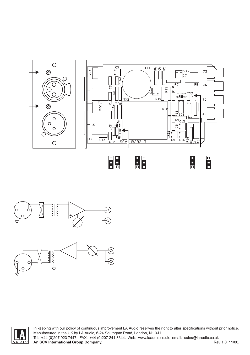 LA Audio Electronic Microphone Preamplifier UB282 User Manual | 1 page