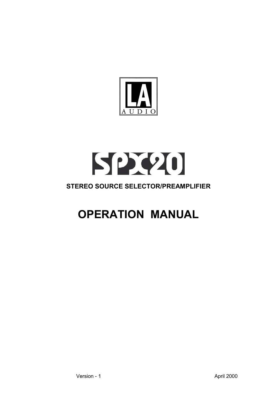 LA Audio SPX20 User Manual | 14 pages