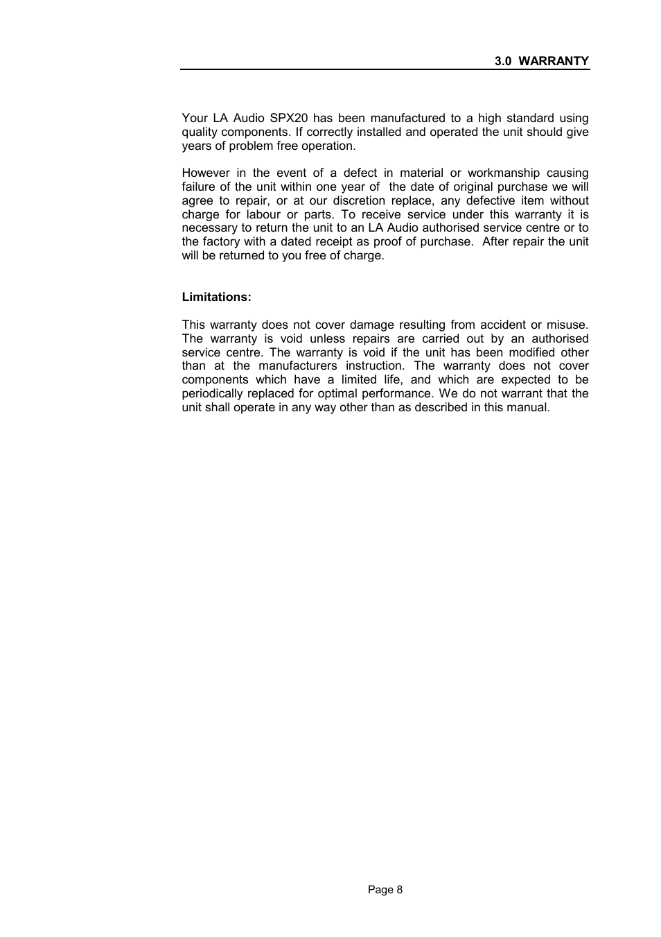 LA Audio SPX20 User Manual | Page 8 / 14