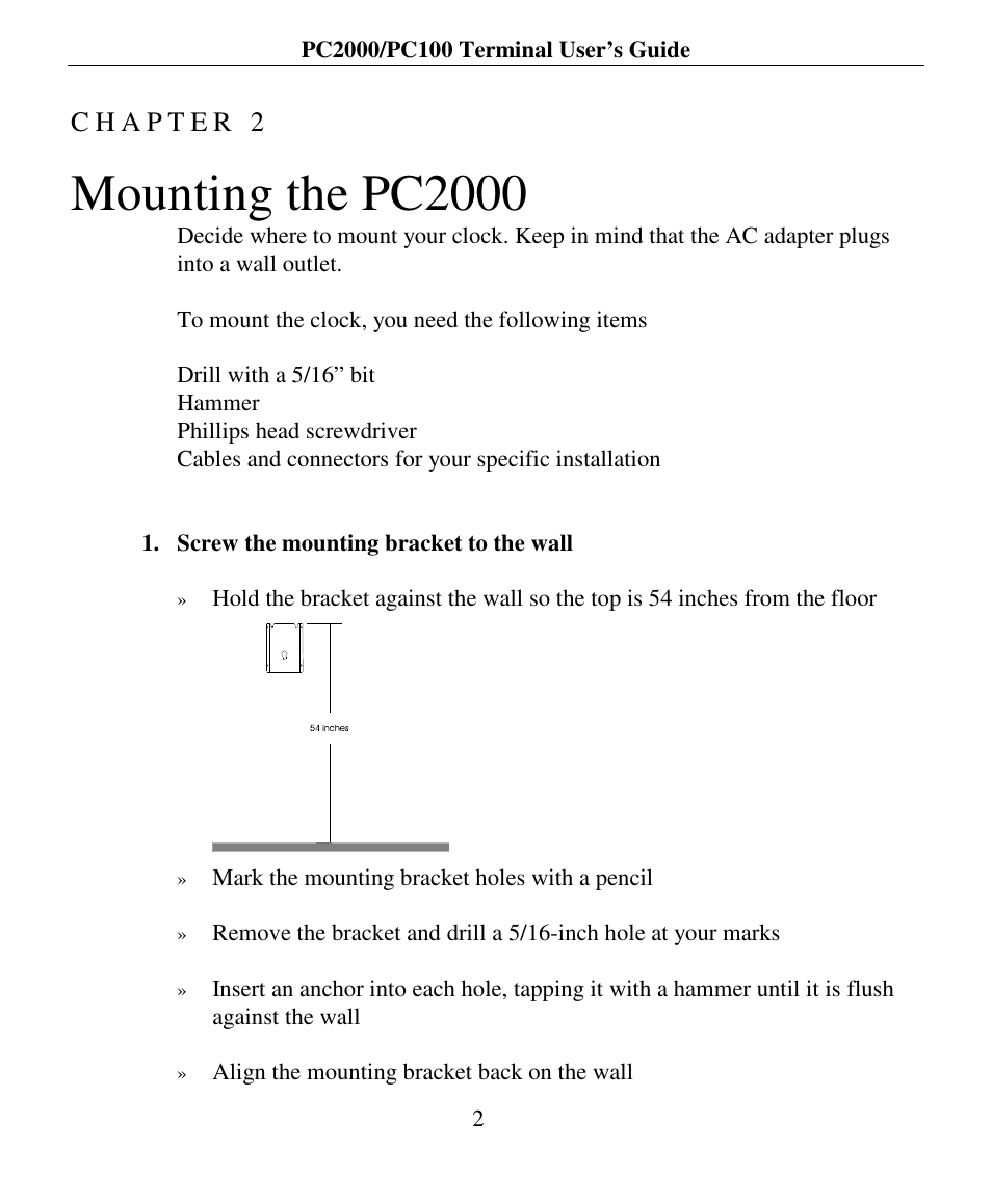 Mounting the pc2000 | Lathem PC2000 User Manual | Page 10 / 34