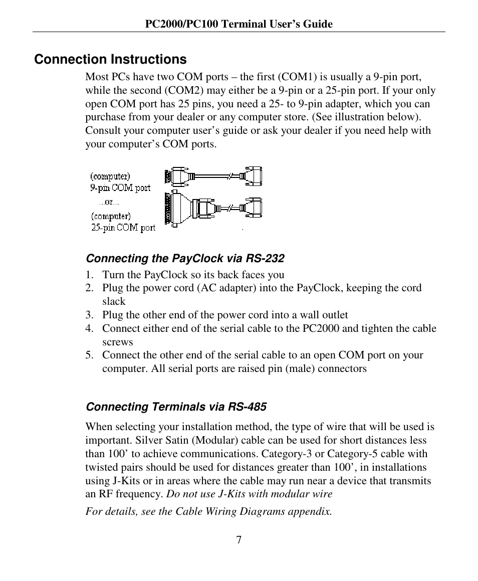 Connection instructions | Lathem PC2000 User Manual | Page 15 / 34