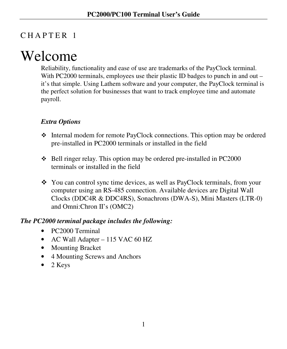 Welcome | Lathem PC2000 User Manual | Page 9 / 34