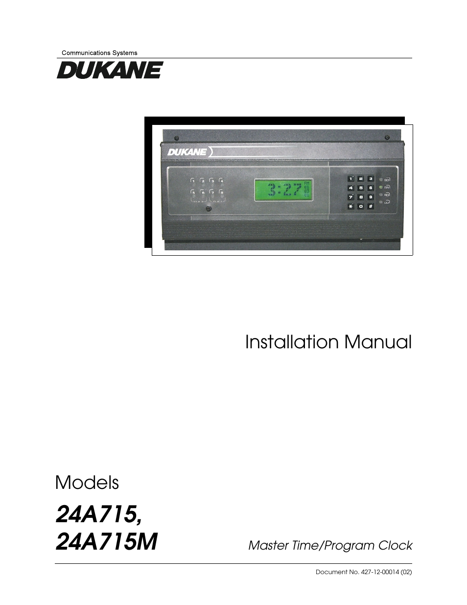 Lathem Dukane 24A715 User Manual | 86 pages