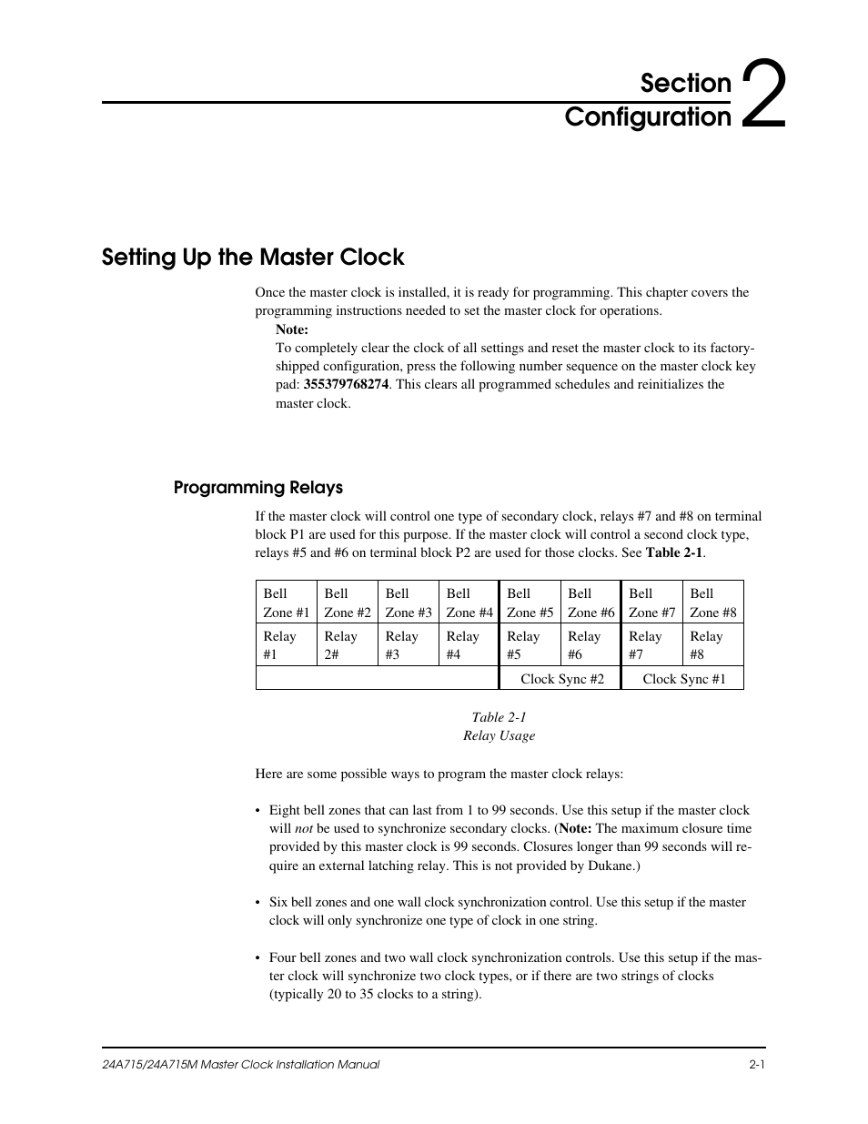 Setting up the master clock | Lathem Dukane 24A715 User Manual | Page 25 / 86