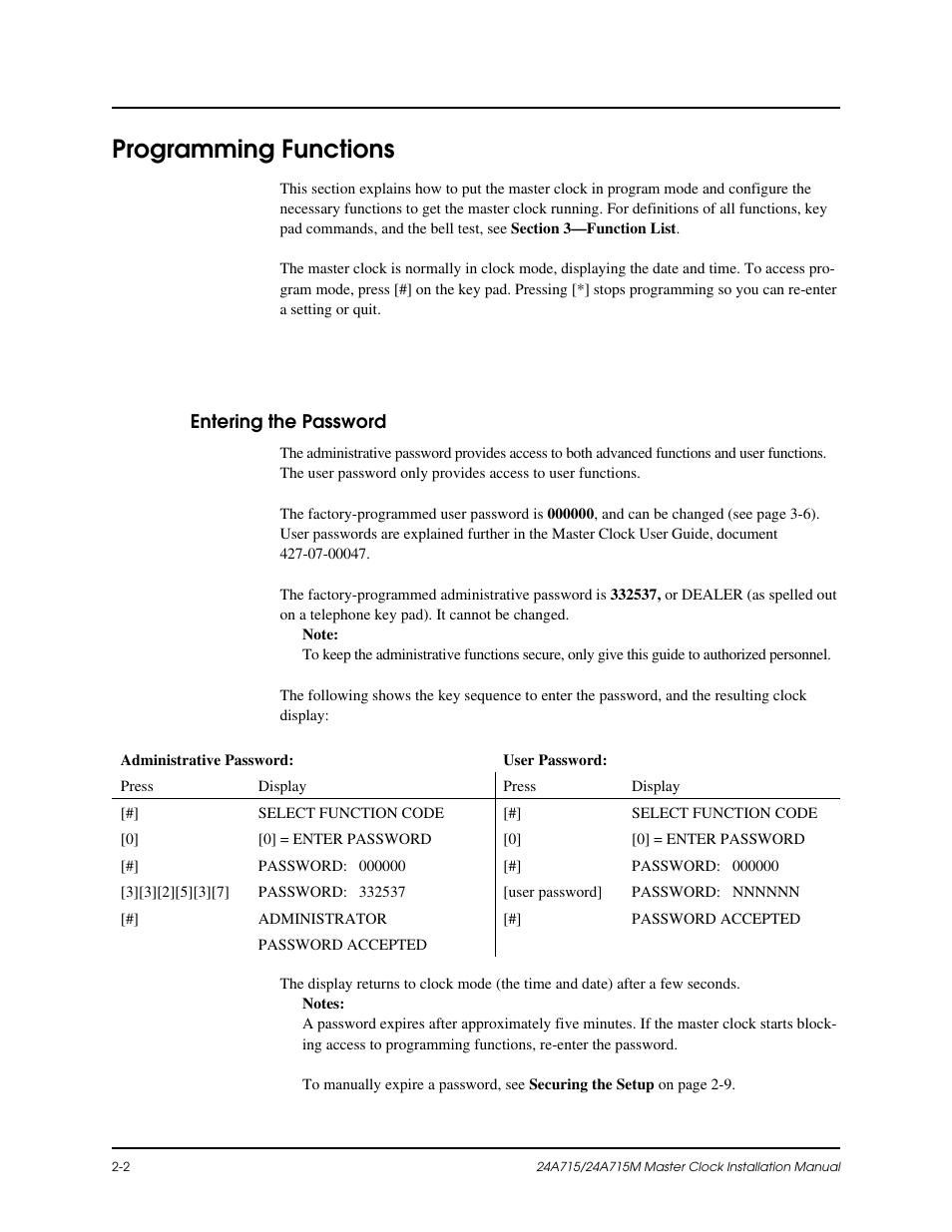 Programming functions | Lathem Dukane 24A715 User Manual | Page 26 / 86