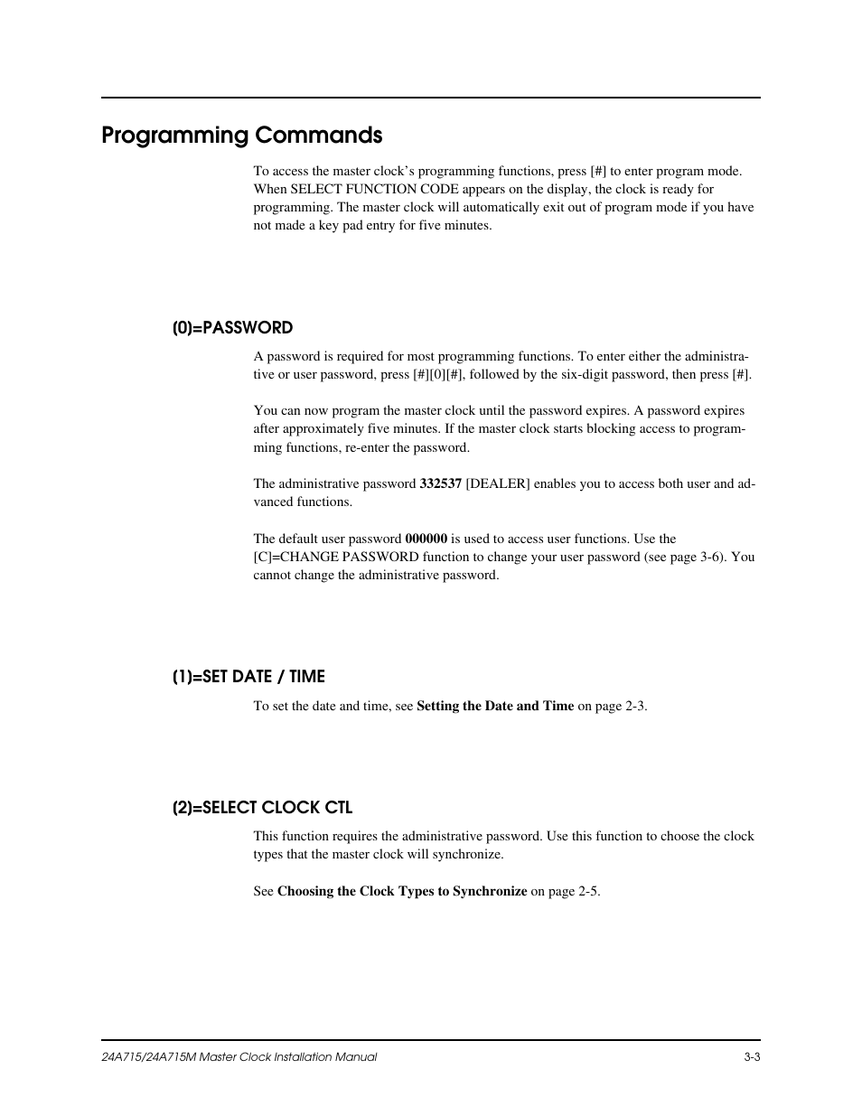 Programming commands | Lathem Dukane 24A715 User Manual | Page 37 / 86