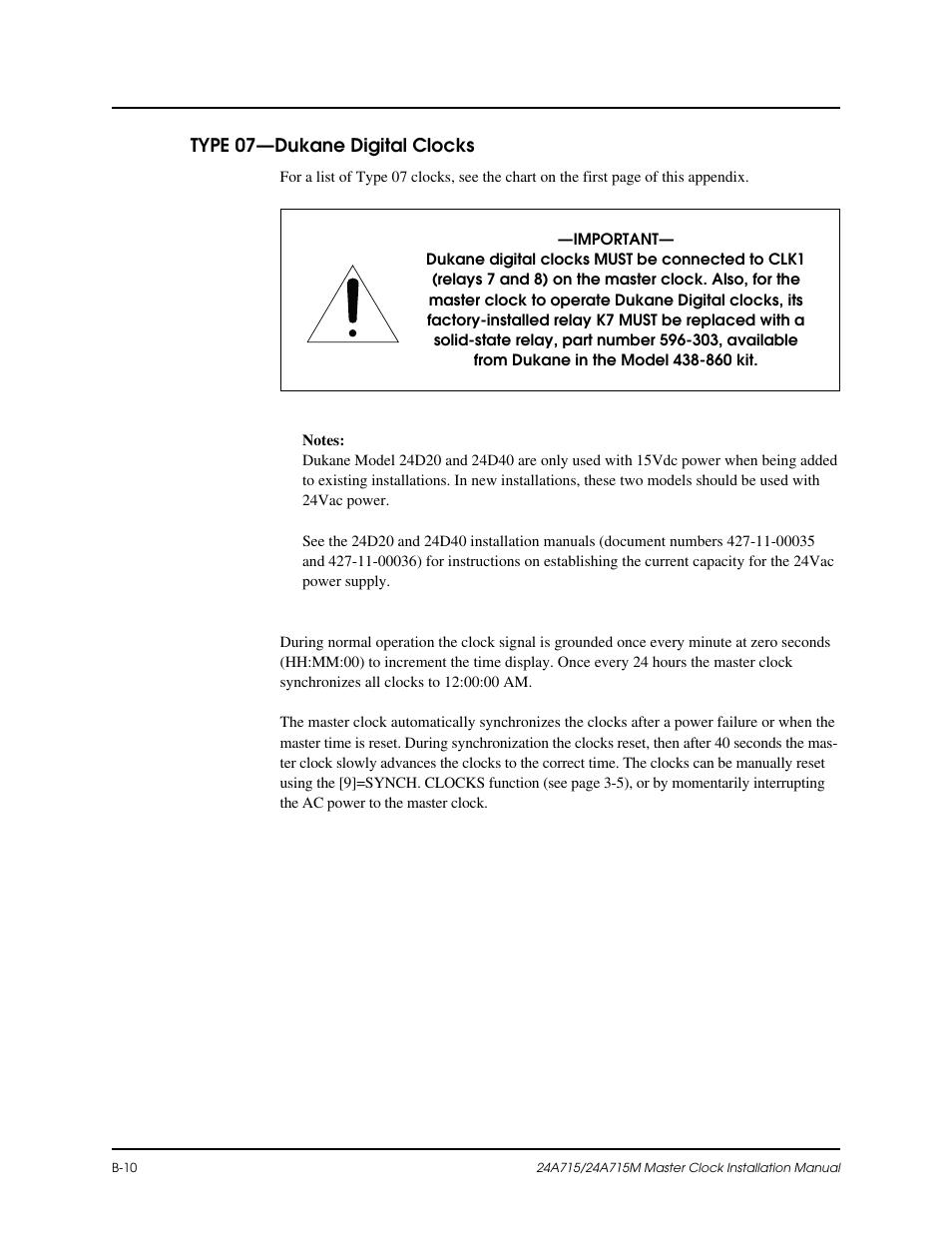 B-10 | Lathem Dukane 24A715 User Manual | Page 52 / 86