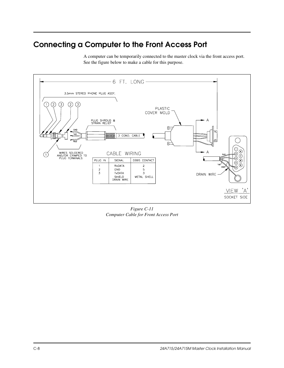 C-11, Connecting a computer to the front access port | Lathem Dukane 24A715 User Manual | Page 82 / 86