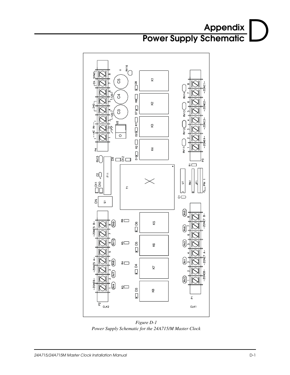 Appendix power supply schematic | Lathem Dukane 24A715 User Manual | Page 83 / 86