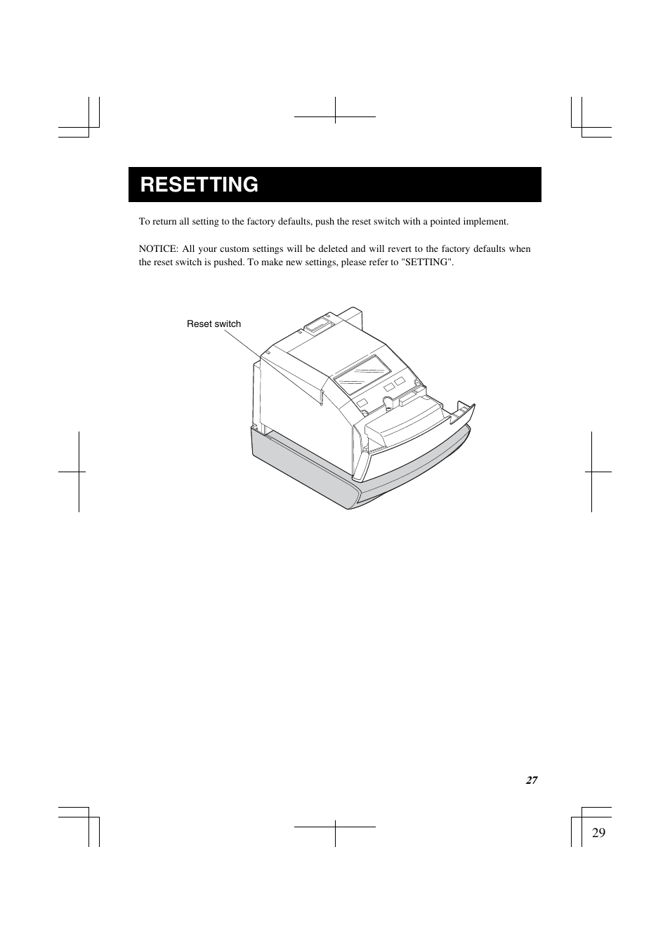 Resetting | Lathem 1500E User Manual | Page 29 / 36