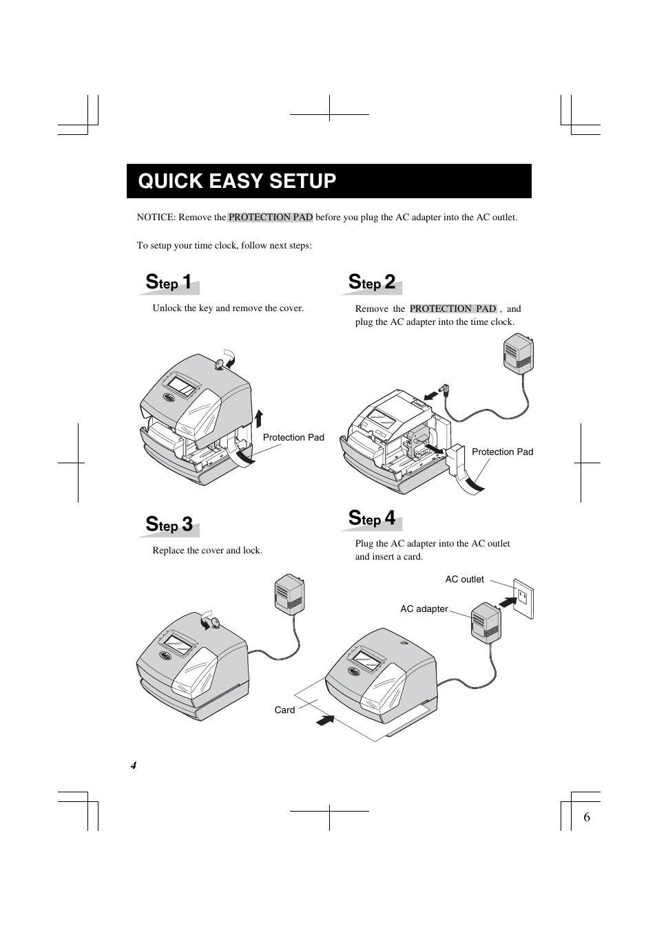 Quick easy setup | Lathem 1500E User Manual | Page 6 / 36