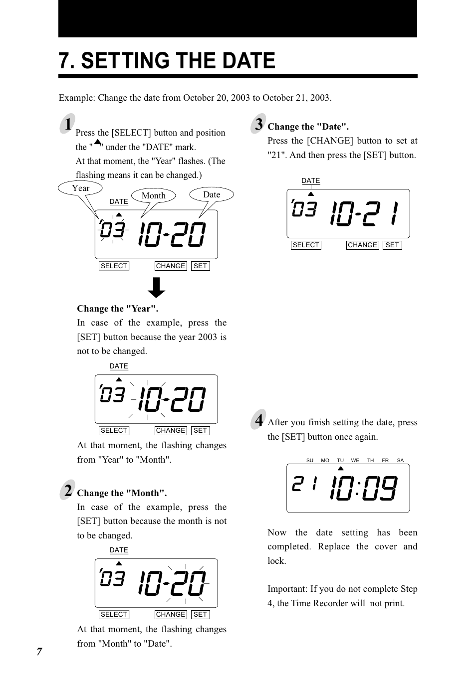 Setting the date | Lathem 5000E Plus User Manual | Page 12 / 62