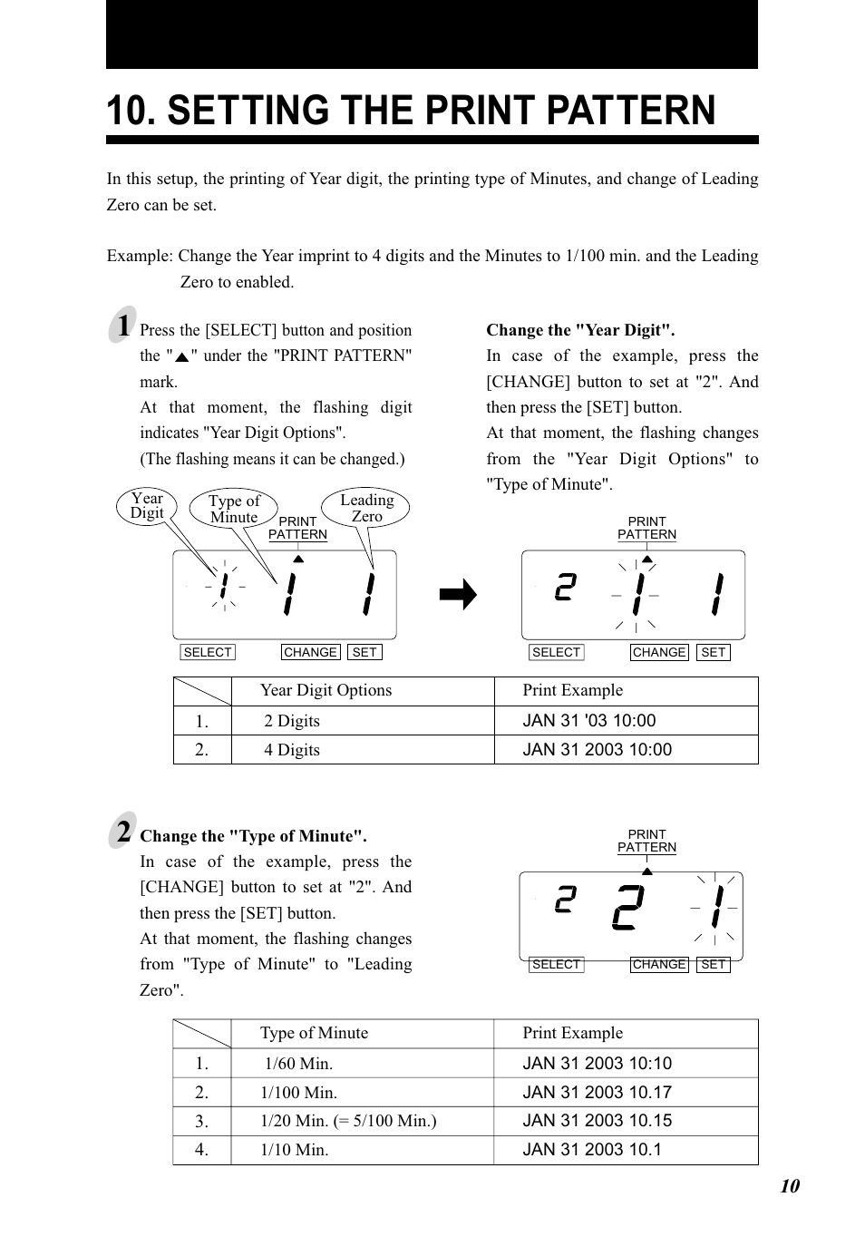 Setting the print pattern | Lathem 5000E Plus User Manual | Page 15 / 62